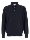 Lardini Blue Polo Shirt With Classic Collar And Dropped Shoulders In Wool Man In Blue