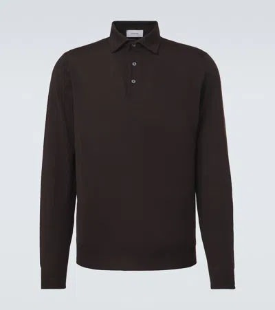 Lardini Wool Polo Sweater In Brown