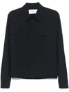 Lardini Black Jacket With Button-up Front And Tailored Cuffs In Blue