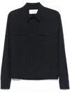 Lardini Black Jacket With Button-up Front And Tailored Cuffs In Blue