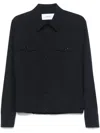 Lardini Black Jacket With Button-up Front And Tailored Cuffs In Blue