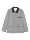 Lardini Wool Shirt Jacket With Contrasting Collar