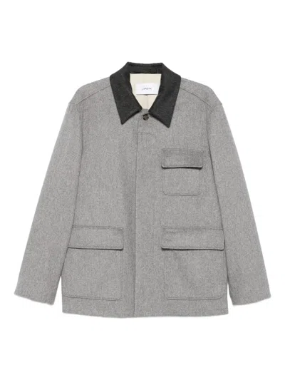 Lardini Wool Shirt Jacket With Contrasting Collar