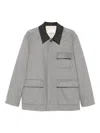 Lardini Wool Shirt Jacket With Contrasting Collar In Gray