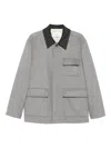 Lardini Wool Shirt Jacket With Contrasting Collar In Gray