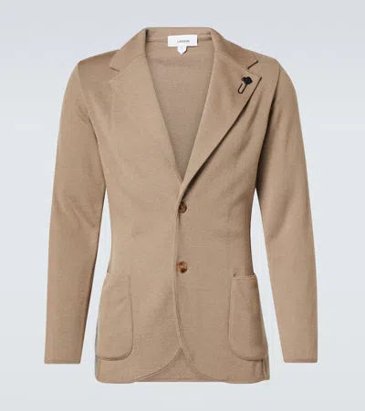 Lardini Wool, Silk, And Cashmere Blazer In Brown