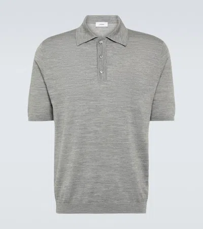 Lardini Wool, Silk, And Cashmere Polo Shirt In Grey