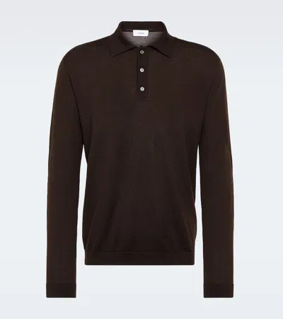 Lardini Wool, Silk, And Cashmere Polo Sweater In Brown