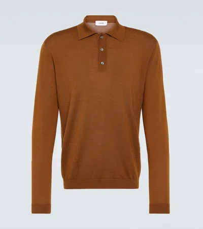 Lardini Wool, Silk, And Cashmere Polo Sweater In Brown