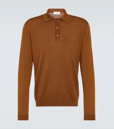 Lardini Wool, Silk, And Cashmere Polo Jumper In Brown