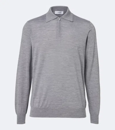 Lardini Wool, Silk, And Cashmere Polo Sweater In Gray