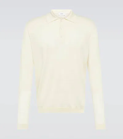 Lardini Wool, Silk, And Cashmere Polo Sweater In White