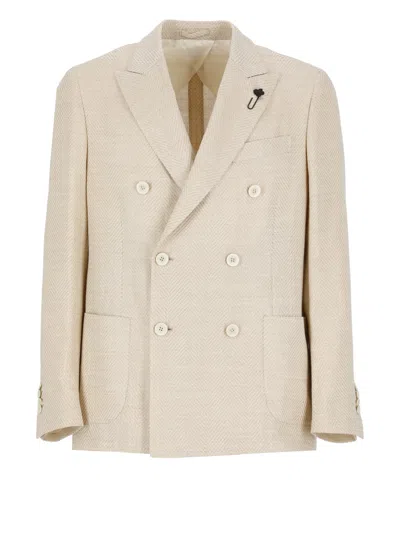 Lardini Wool, Silk And Linen Jacket In Neutrals