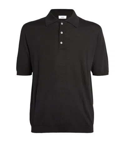 Lardini Wool-silk Blend Polo Shirt In Black
