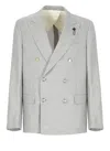 Lardini Wool Blend Suit With Embroidered Back Vent In Gray