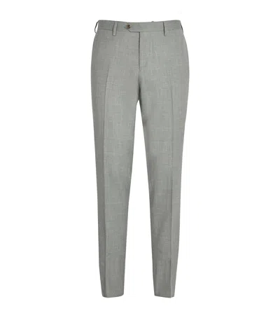 Lardini Wool-silk-linen Straight Trousers In Green