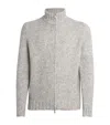 Lardini Wool-silk Zip-up Sweater In Sand