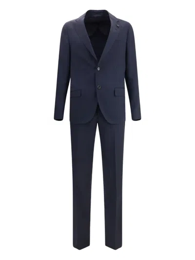 Lardini Wool Single-breasted Suit In Blue
