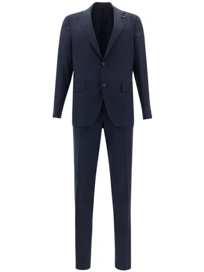 Lardini Wool Single-breasted Suit In Blue