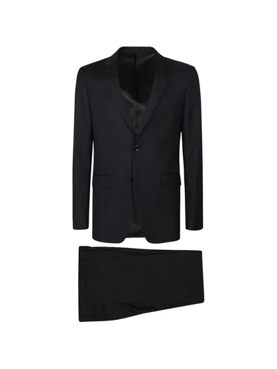 Lardini Black Soiree Virgin Wool Suit In Multi
