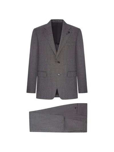 Lardini Wool Single-breasted Suit In Gray