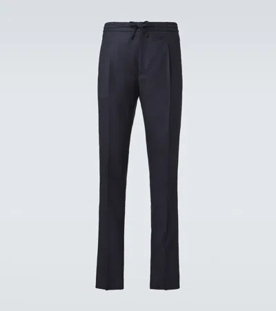 Lardini Wool Slim Pants In Blue