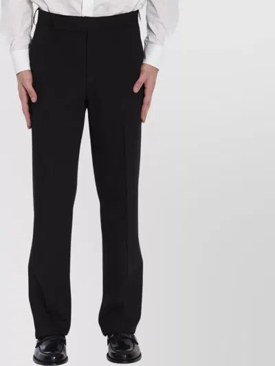 Lardini Wool Straight-leg Tailored Trousers With Back And Side Pockets In Black