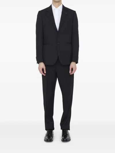 Lardini Wool Suit In Black
