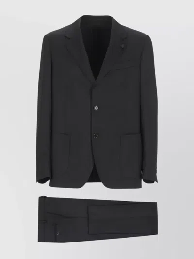 LARDINI WOOL SUIT WITH BELT LOOPS AND POCKETS