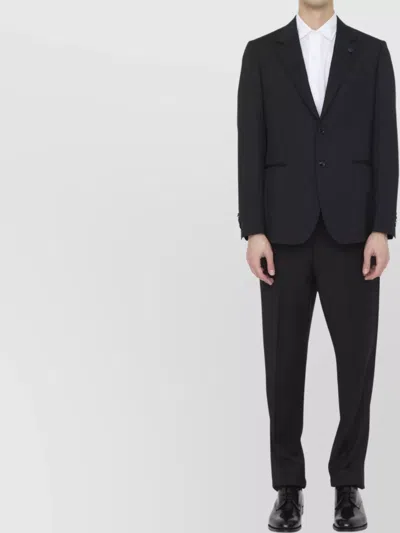 Lardini Wool Suit With Straight-leg Trousers In Blue