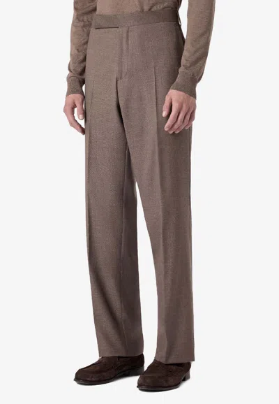 Lardini Wool Tailored Pants With Pressed-crease In Multi