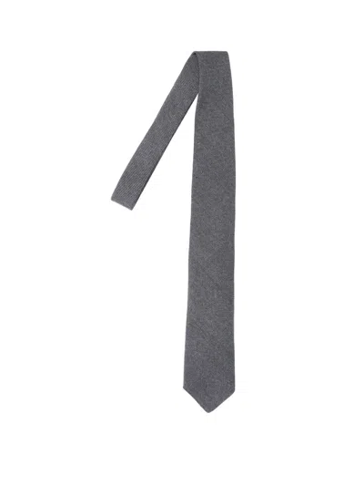 Lardini Slim Fit Patterned Lightweight Textured Tie In Gray