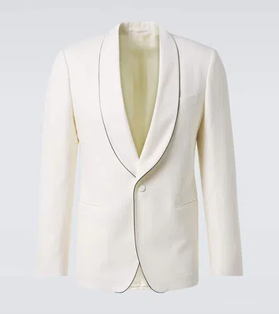 Lardini Wool-blend Crepe Tuxedo Jacket In White