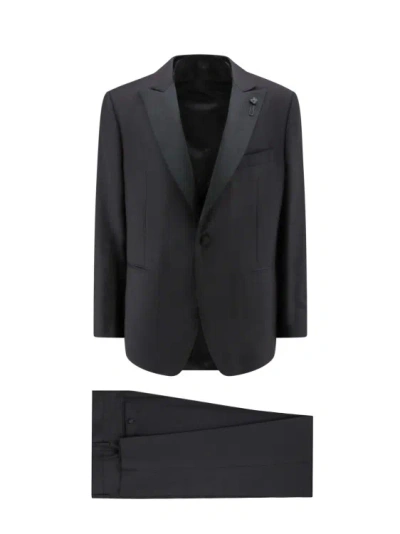Lardini Wool Tuxedo With Vest In Black