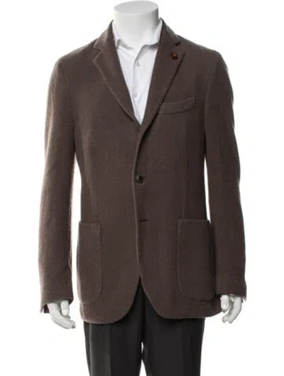 Pre-owned Lardini Wool Tweed Pattern Blazer In Brown