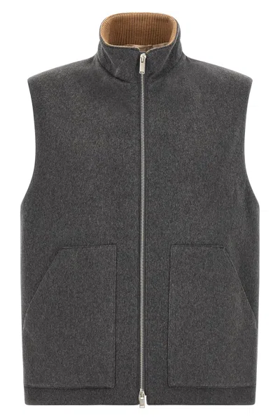 Lardini Wool Vest In Gray