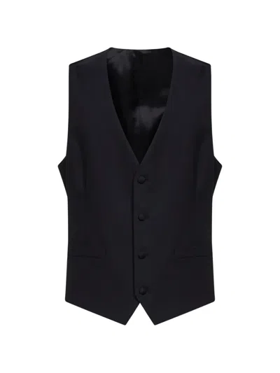 Lardini Wool Waistcoat In Black