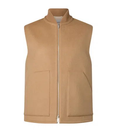 Lardini Wool Zip-fastened Gilet In Sand