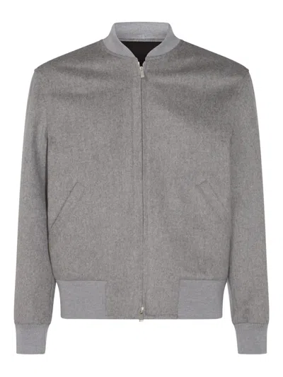 Lardini Wool Zip-front Bomber Jacket In Gray