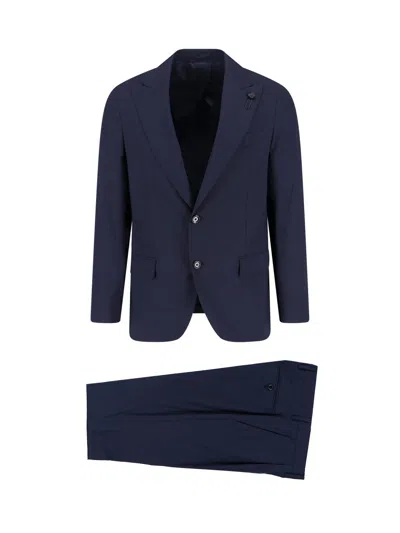 Lardini Wool-blend Stretch Dress Pants In Blue