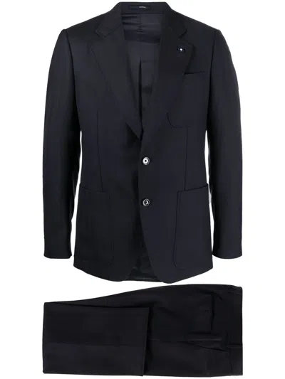 Lardini Woollen Single-breasted Suit In Blue