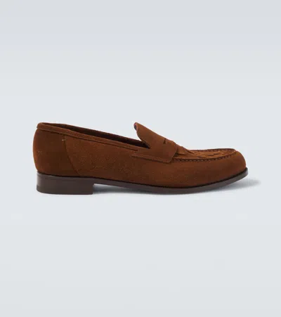 Lardini Woven Suede Penny Loafers In Multi
