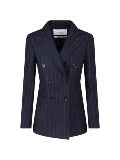Lardini X Sugar Pinstripe Double-breasted Jacket In Blue