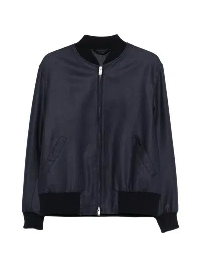 Lardini Zip Bomber Jacket In Blue