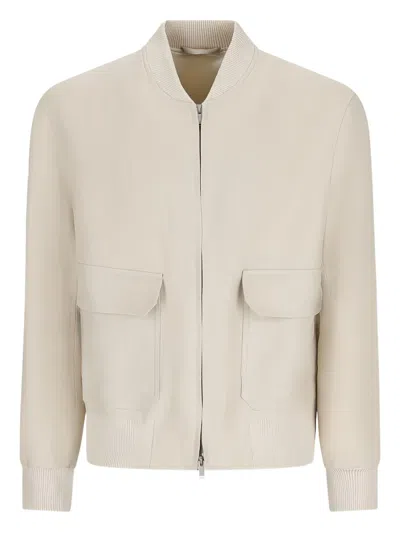 Lardini Zip-fastening Flap-pocket Jacket In Neutral