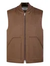 Lardini Sleeveless Brown Virgin Wool Vest Jacket With High Collar In Brown