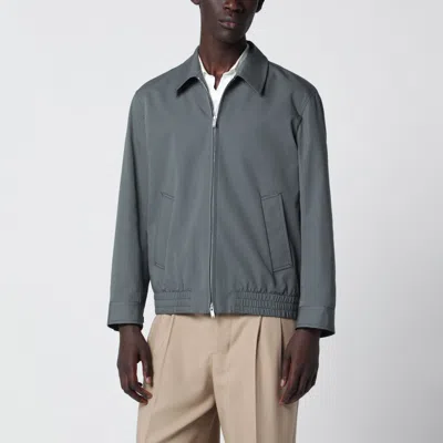 Lardini Zip Jacket In Cotton And Silk In Blue