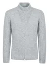 Lardini Knitted Zip-up Sweater With High Collar In White