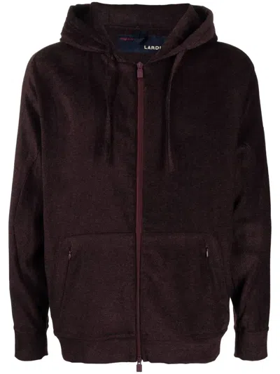 Lardini Zip-up Drawstring Hoodie In Brown