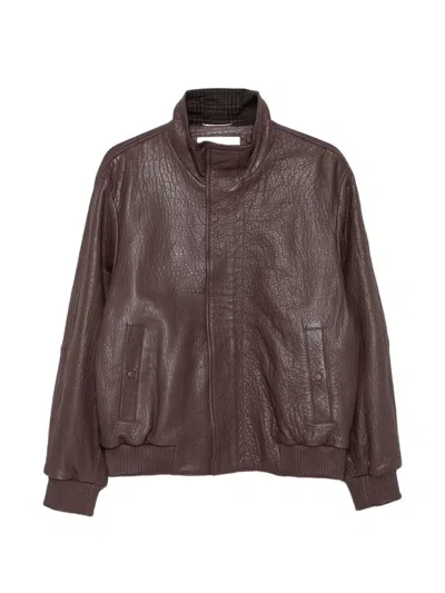 Lardini Zip Up Leather Jacket In Brown